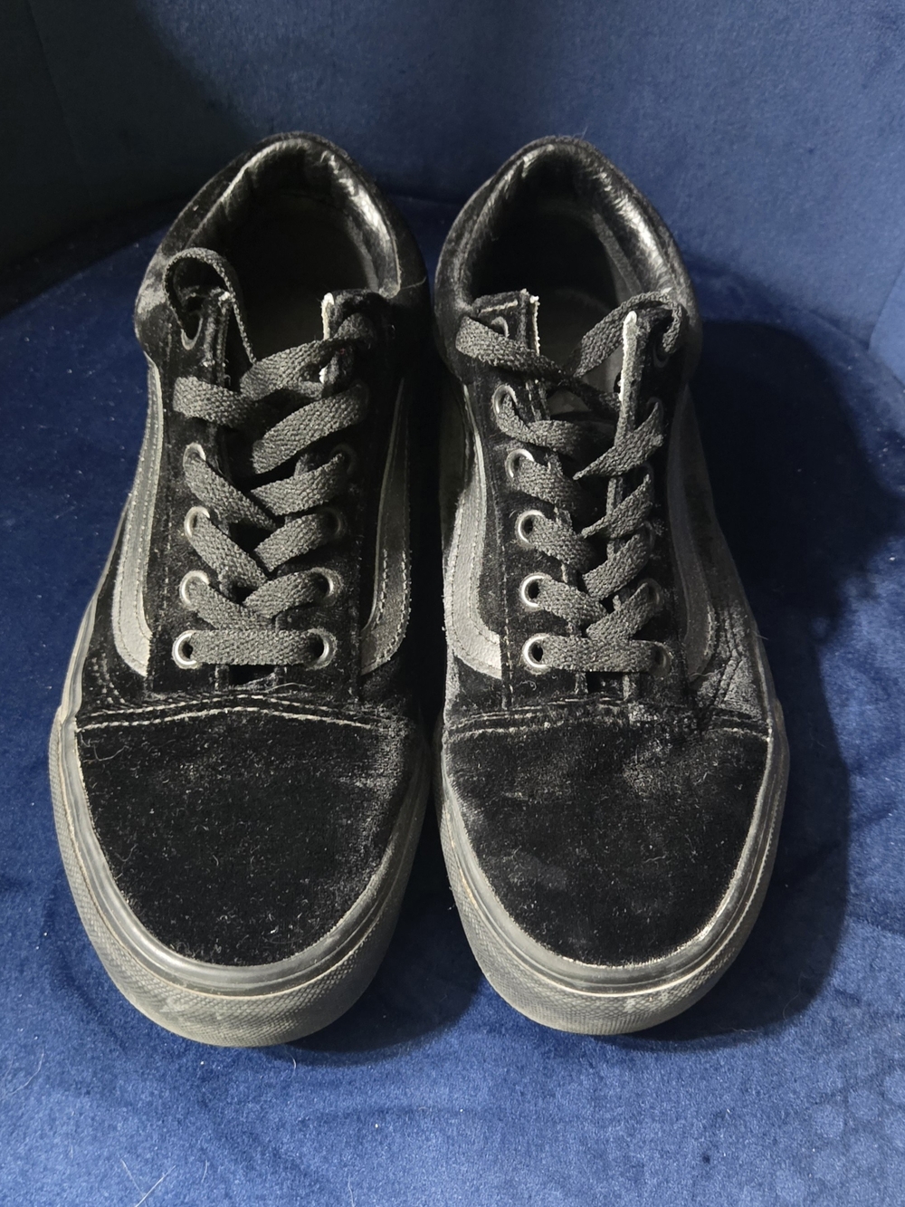 Vans Old Skool Black Velour Shoes Sz 7 Womens